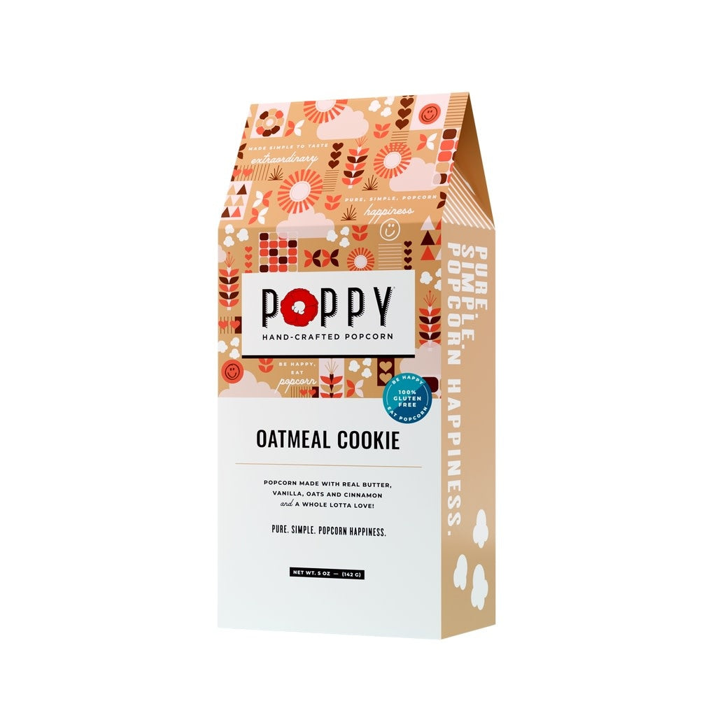 Gift box of Oatmeal Cookie Popcorn with brown sugar coating