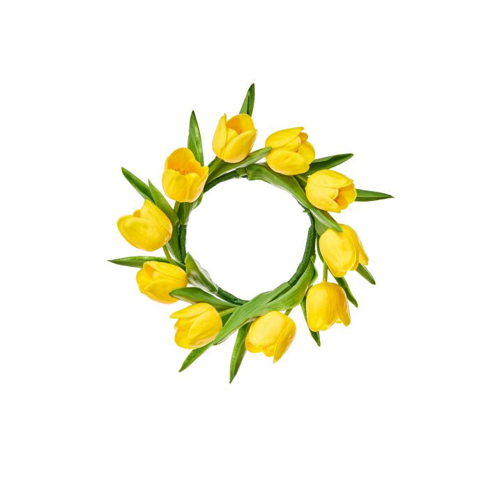 Eleven-inch black tulip-shaped candle ring with a smooth matte finish.