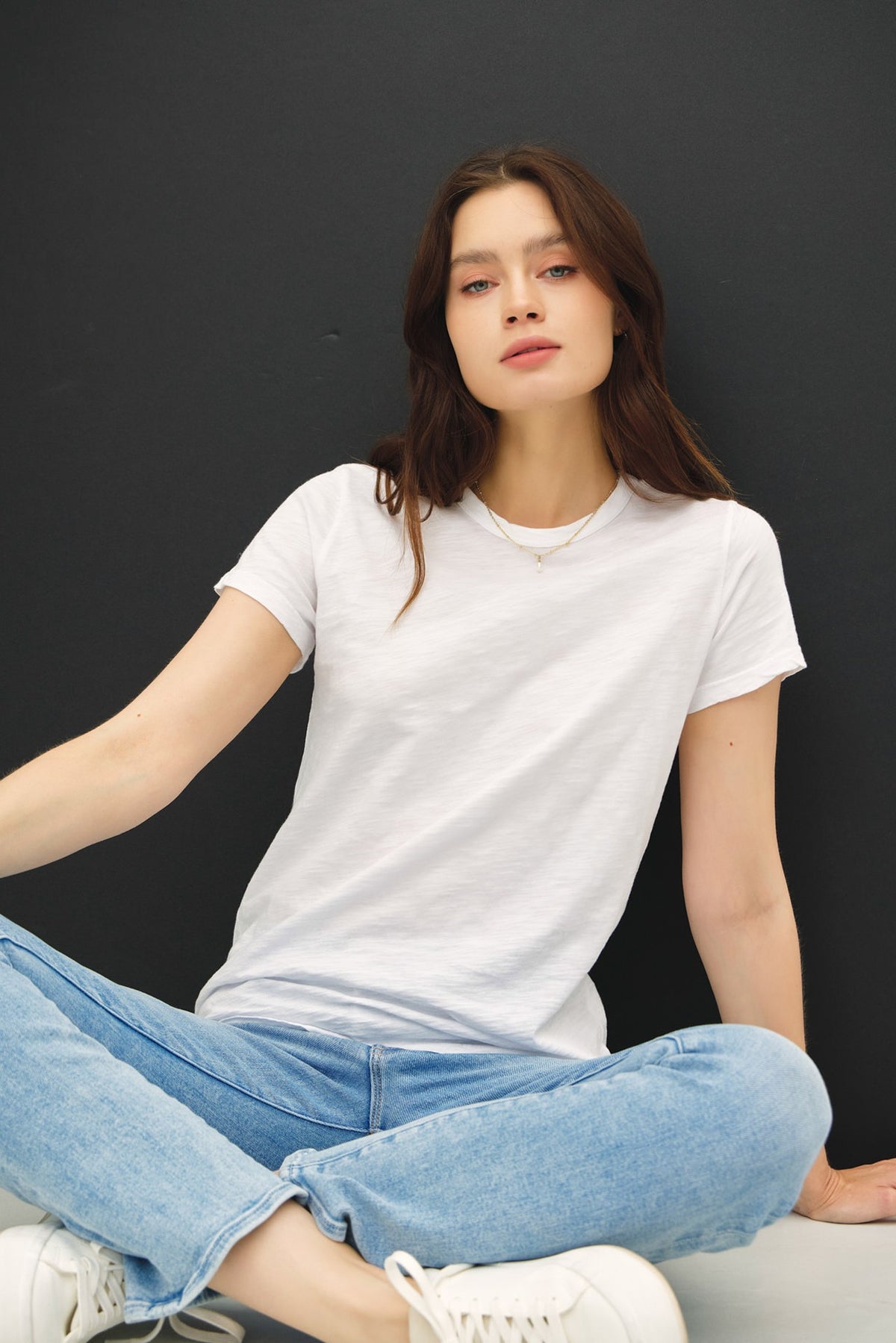 Ginny Garment Dyed Slub Tee in natural cotton with a relaxed silhouette and subtle slub texture.