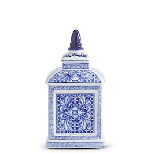 Square porcelain container with lid in neutral tone