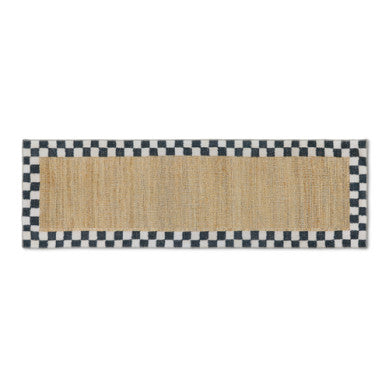 Naturals Check washable runner rug with geometric checkered pattern in neutral tones on a light background
