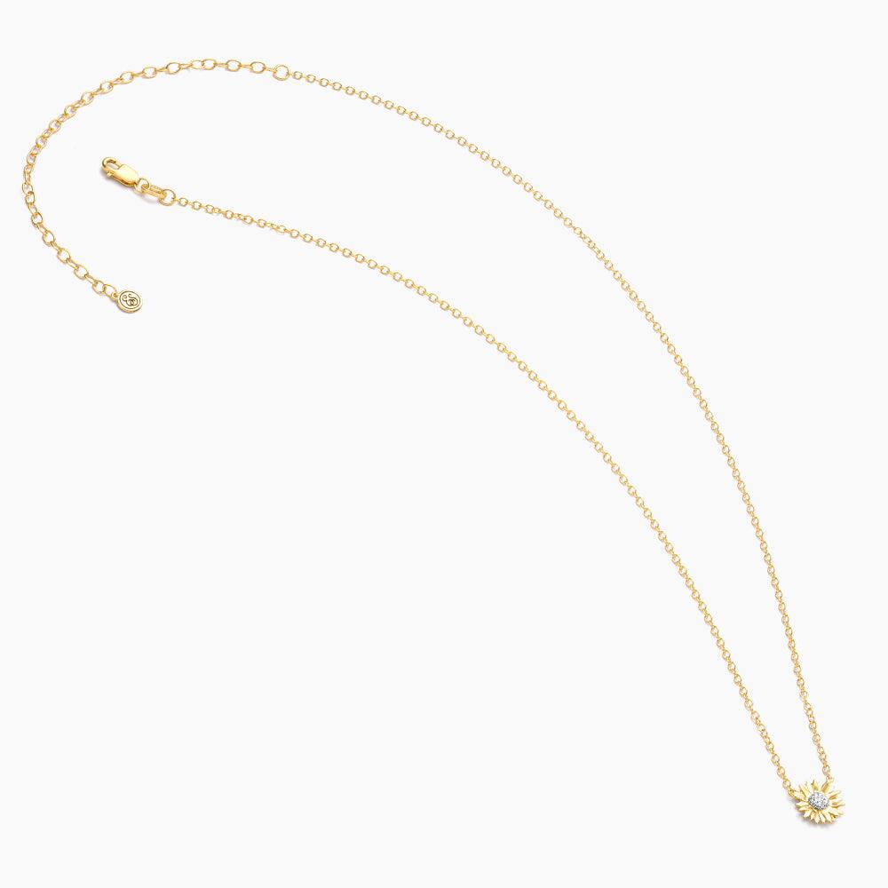 Sunflower pendant necklace on a gold-plated sterling silver chain with lobster clasp.