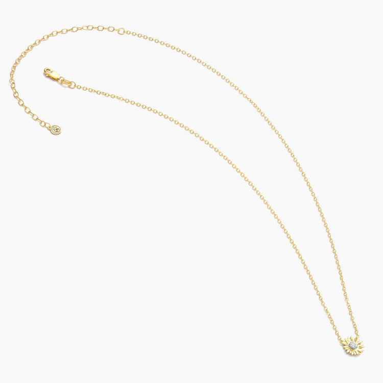 Sunflower pendant necklace on a gold-plated sterling silver chain with lobster clasp.