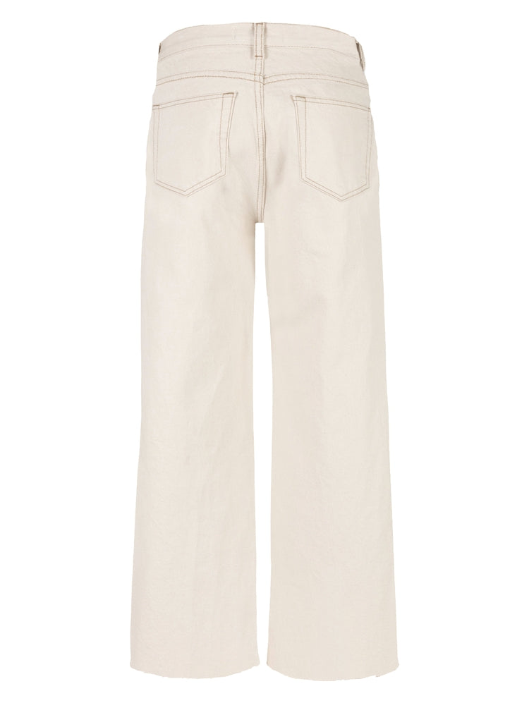 Charlotte high-rise wide-leg pants in raw hem with cotton spandex fabric