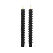 Set of 2 9.75 Inch Black Spiral LED Taper Candles