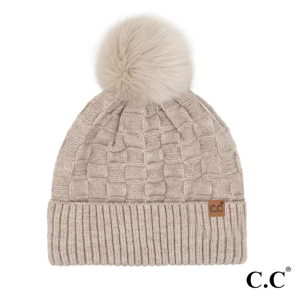 Weaving Texture Pom Beanie