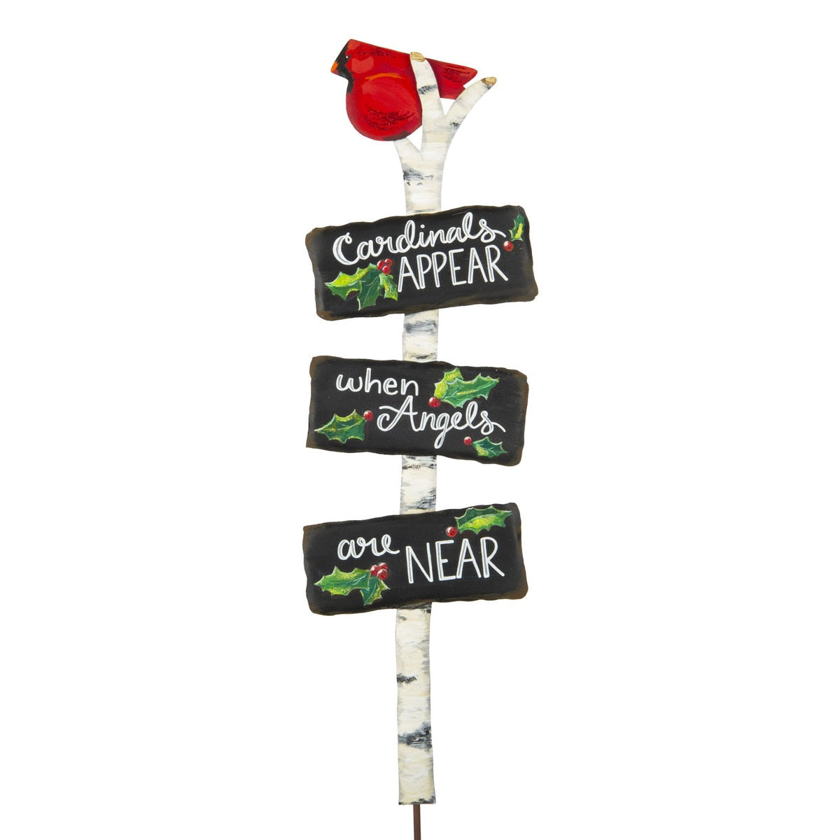 Cardinal Sign stake featuring a red cardinal bird silhouette on white.
