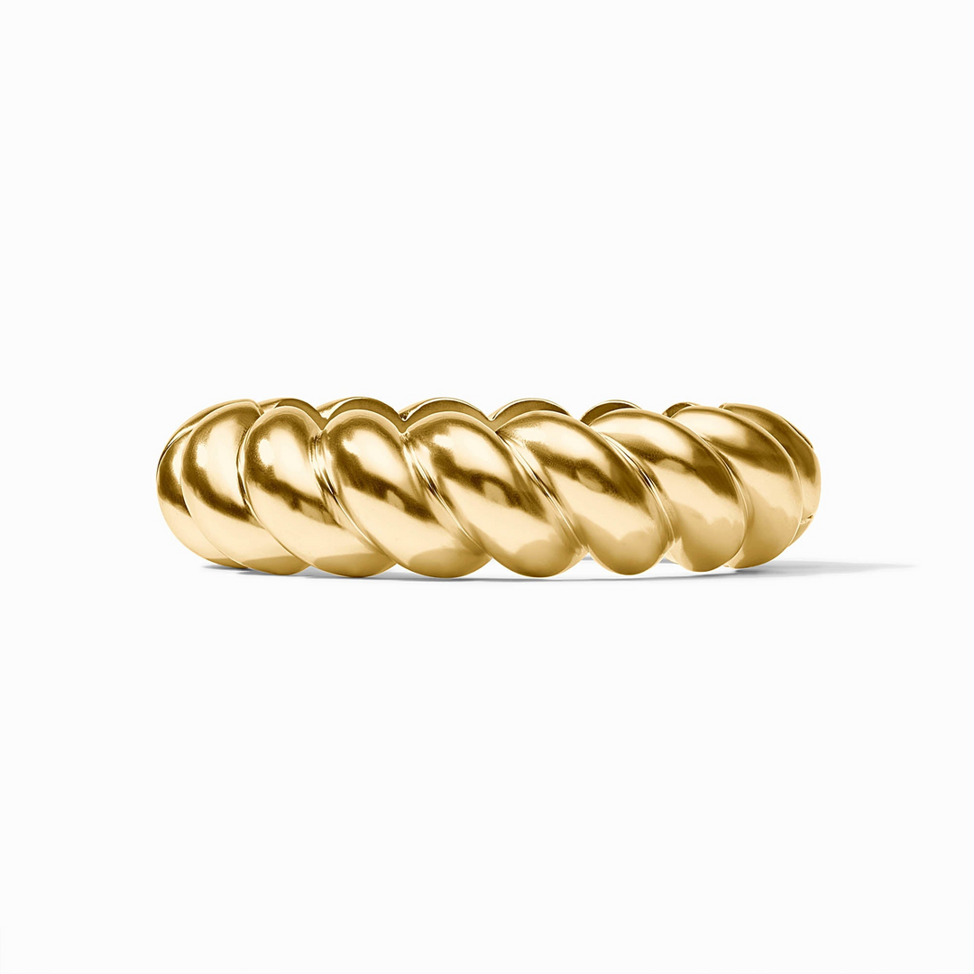 Ravello Statement Hinge Bangle in 24K gold plate with a bold, twisted rope design.