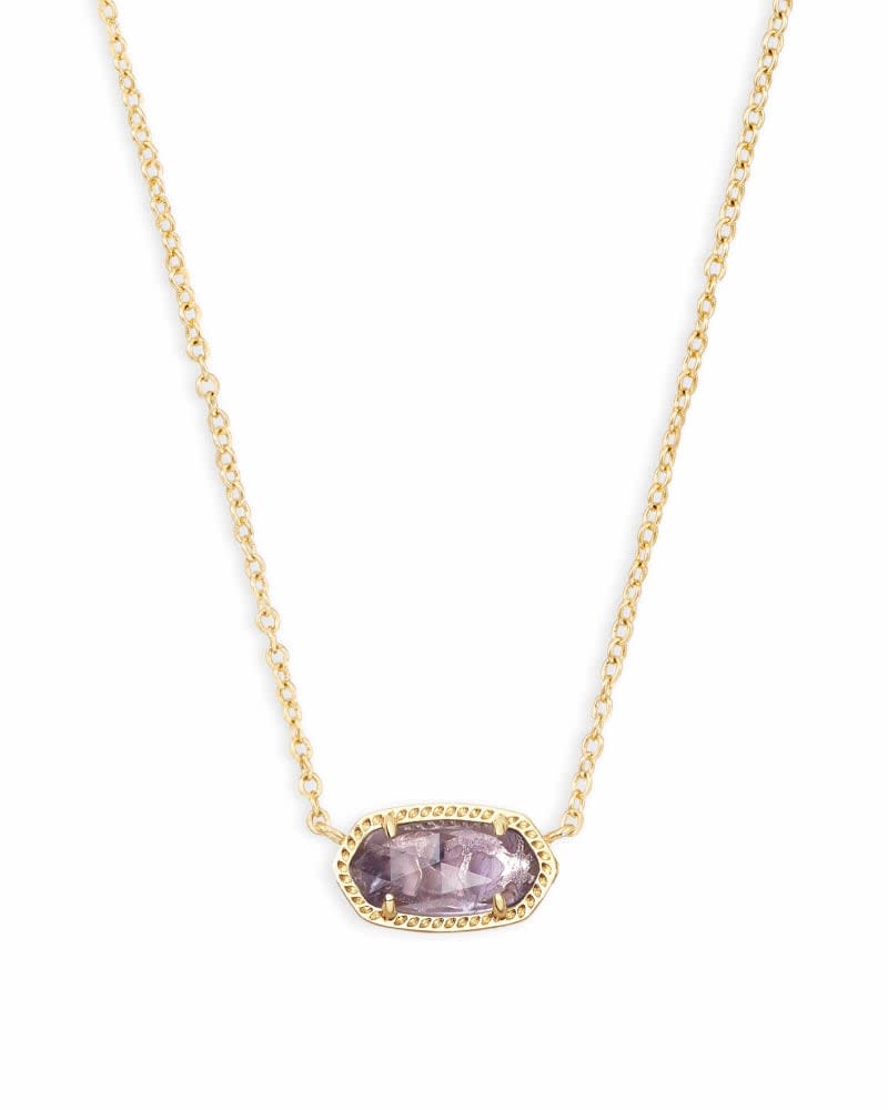 Elisa Short Pendant Necklace in gold-tone metal with a small circular pendant on an adjustable chain.