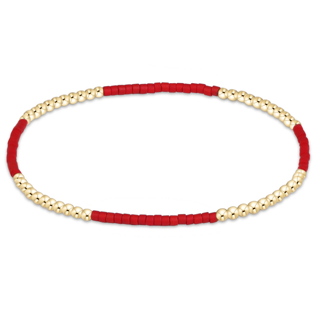 Gameday Hope Blissful Bracelet with alternating red seed beads and 14kt gold-filled beads.