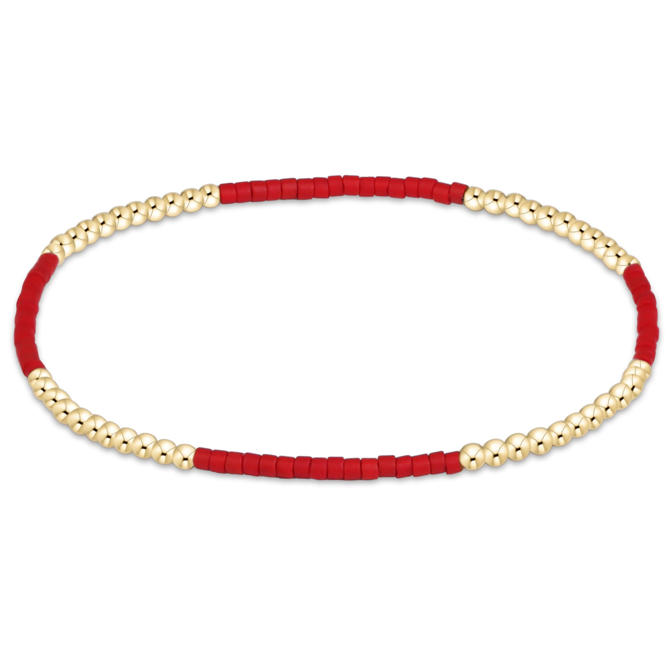 Gameday Hope Blissful Bracelet with alternating red seed beads and 14kt gold-filled beads.