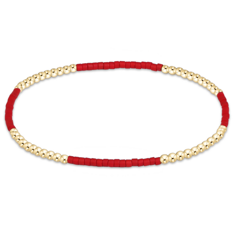 Gameday Hope Blissful Bracelet with alternating red seed beads and 14kt gold-filled beads.