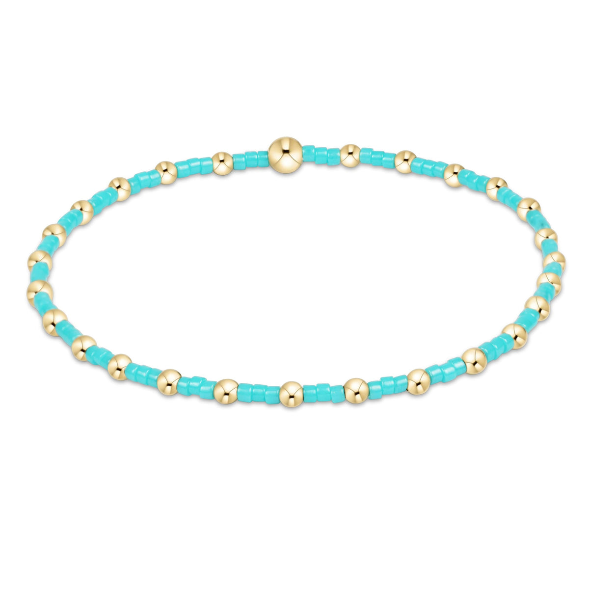 Hope Sincerity bracelet featuring a gold-filled seed bead charm on stretch elastic cord.