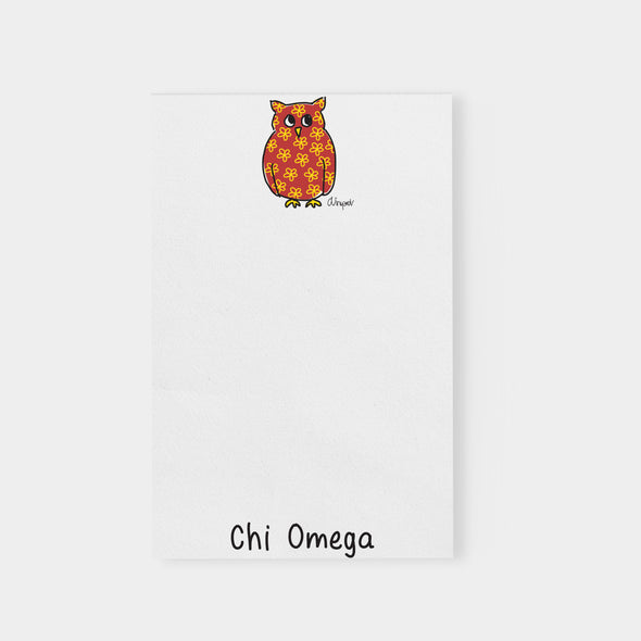 White Sorority Notepad with resealable clear cellophane sleeve packaging