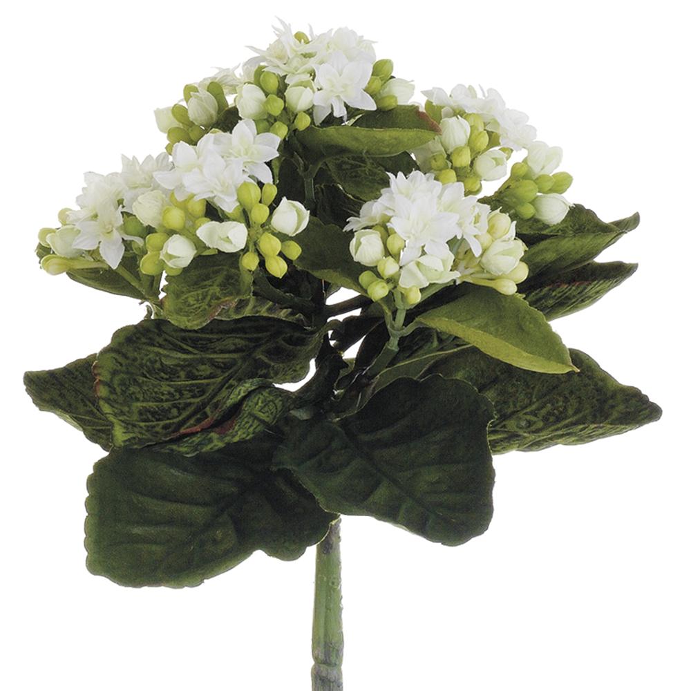 9-inch artificial Kalanchoe bush with green polyester foliage in a square wire frame.