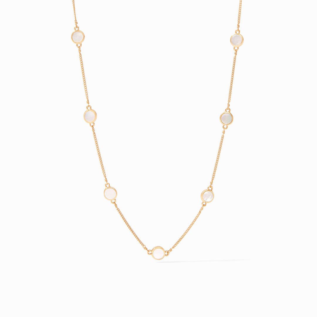 Valencia Delicate Station Necklace Gold Mother Pearl