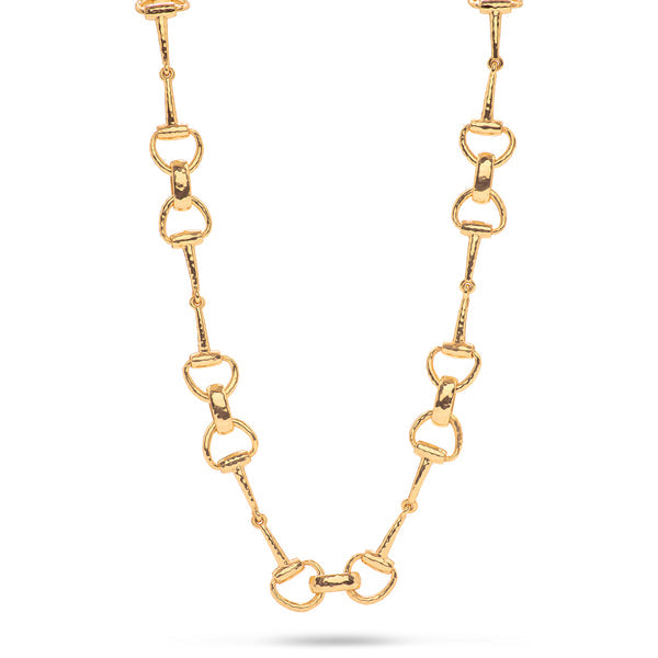 Gold chain necklace with an equestrian snaffle bit pendant