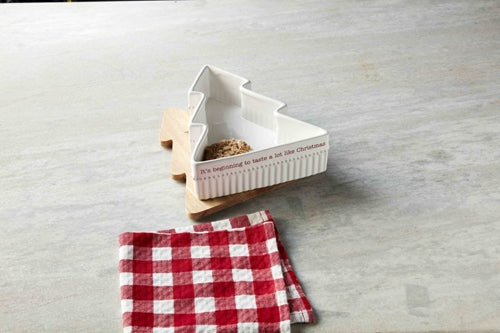 Dolomite tree baker set with trivet featuring a natural stone texture in earthy tones.