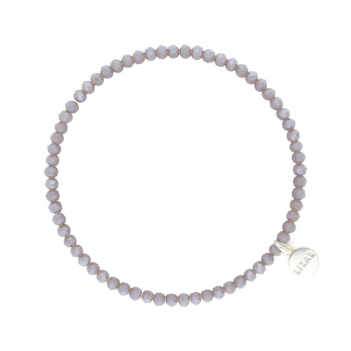 Stretchy beaded bracelet with faceted glass beads in a colorful pattern.