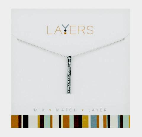 Silver single bar layer necklace with hypoallergenic finish