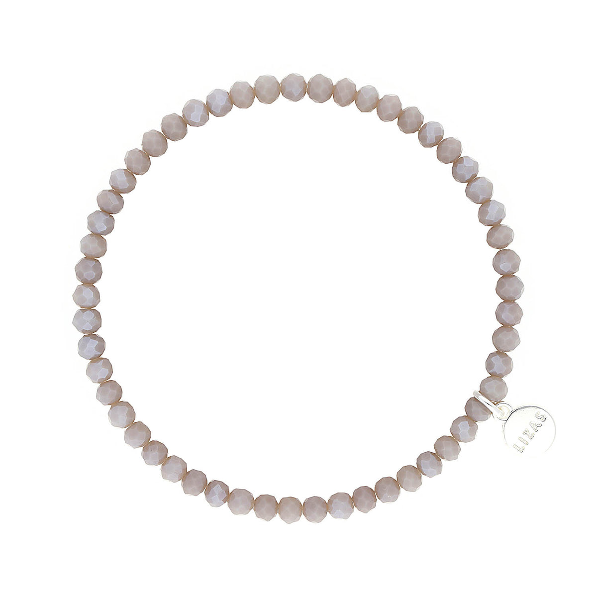 Stretchy beaded bracelet with faceted glass beads in colorful pattern