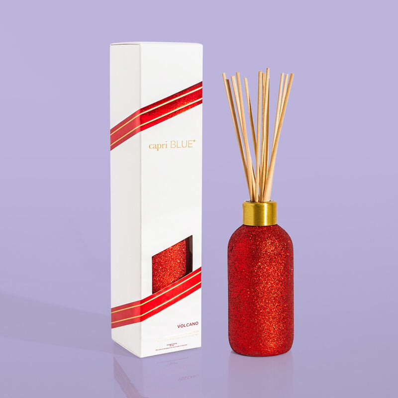 Volcano Glam Reed Diffuser in black glass with a volcano-shaped top silhouette.