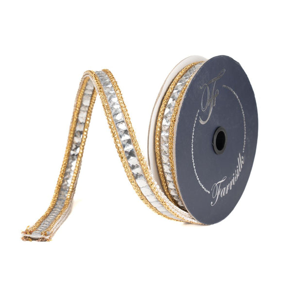 Gemstone Garland Ribbon with thick wired edge and secondary fabric structure