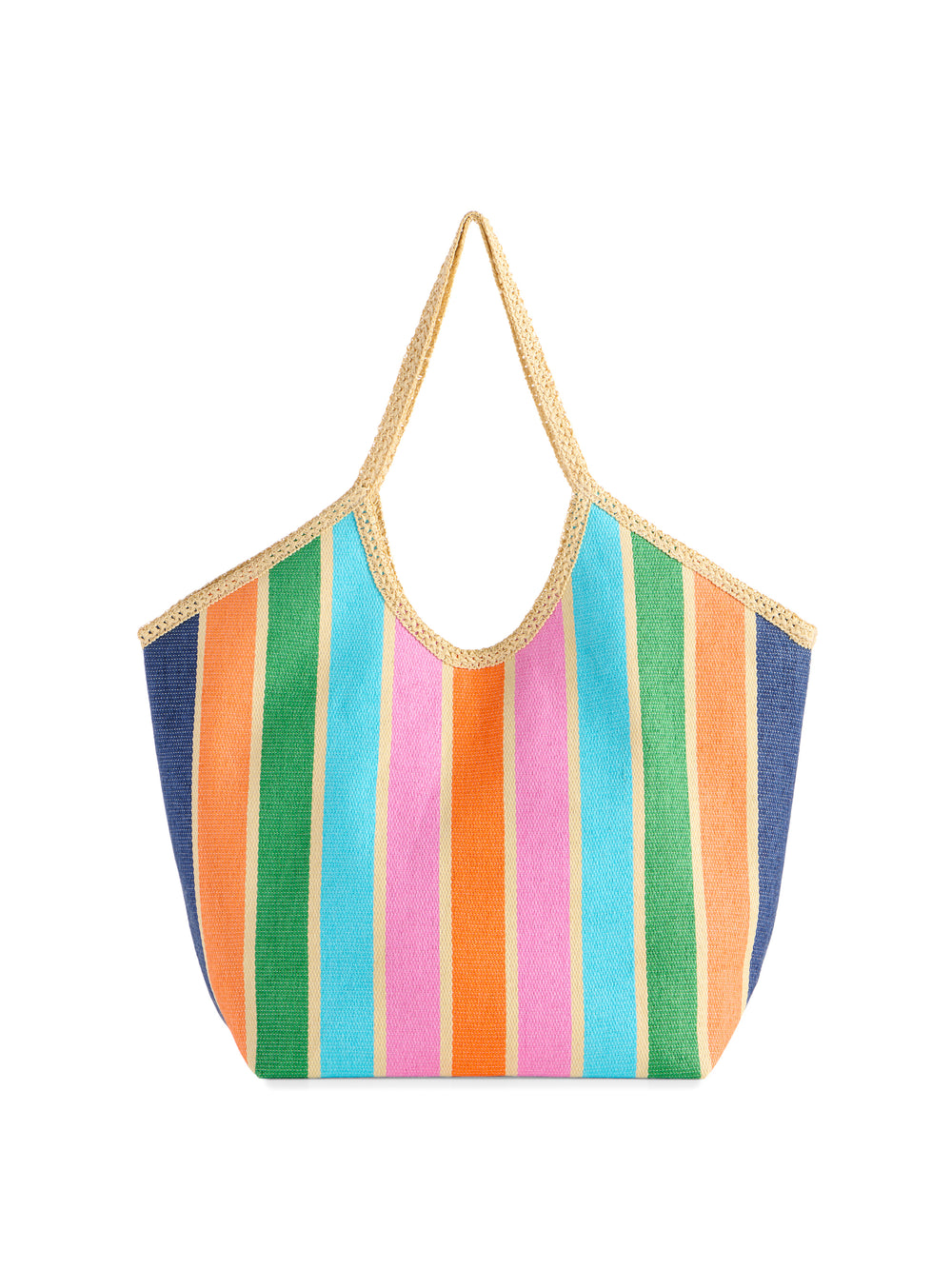 Capri Tote bag in woven paper straw with double shoulder straps.
