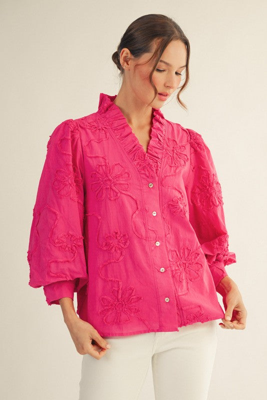 Madeline button-down top in floral print with a relaxed fit.