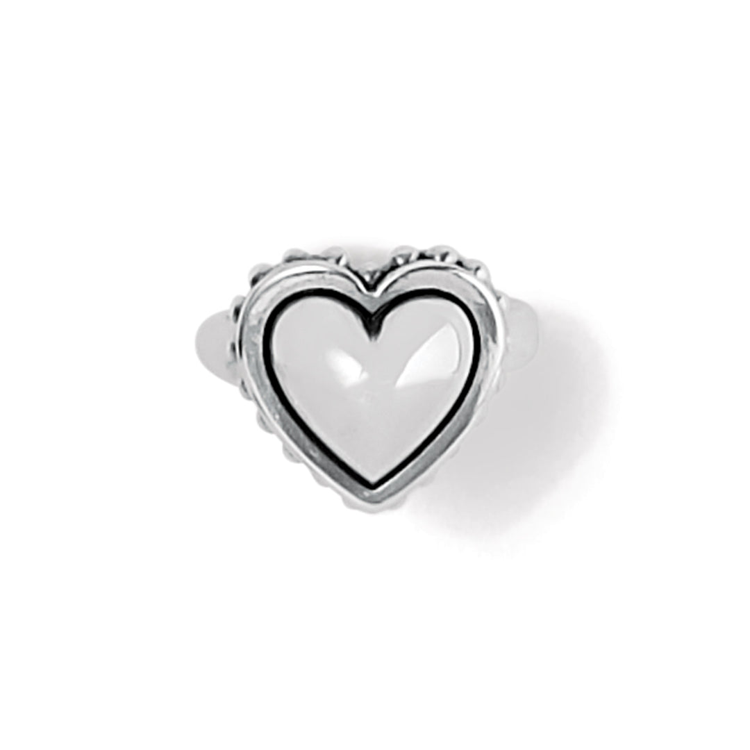 Silver plated bold heart ring with sculptural silver finish