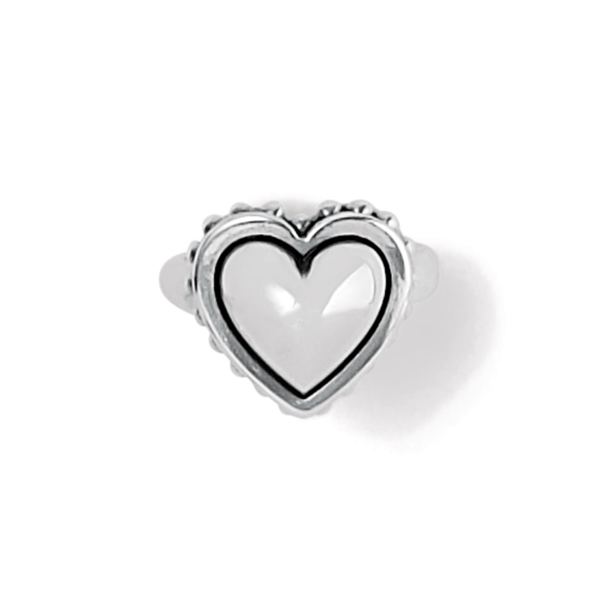 Silver plated bold heart ring with sculptural silver finish