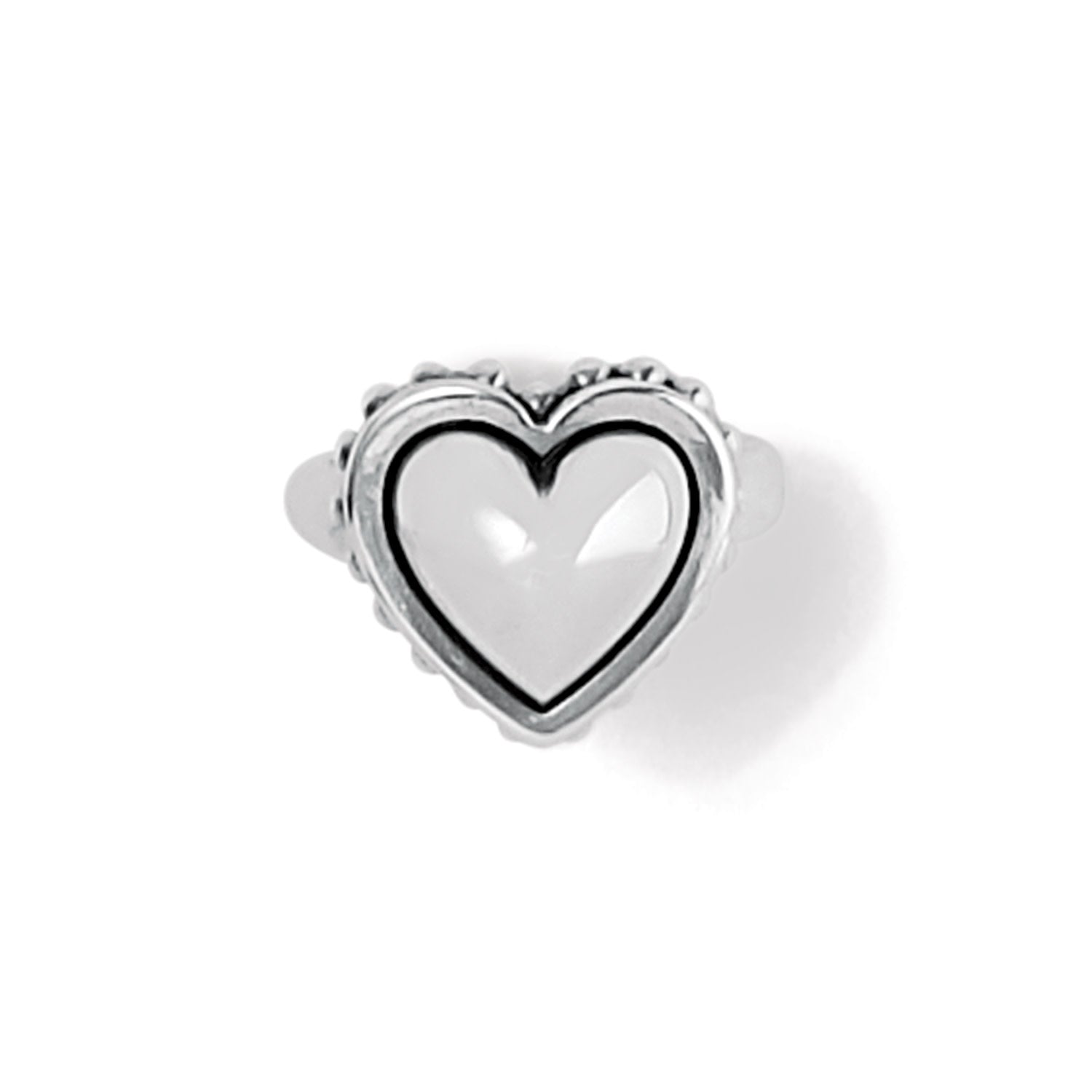 Silver plated bold heart ring with sculptural silver finish