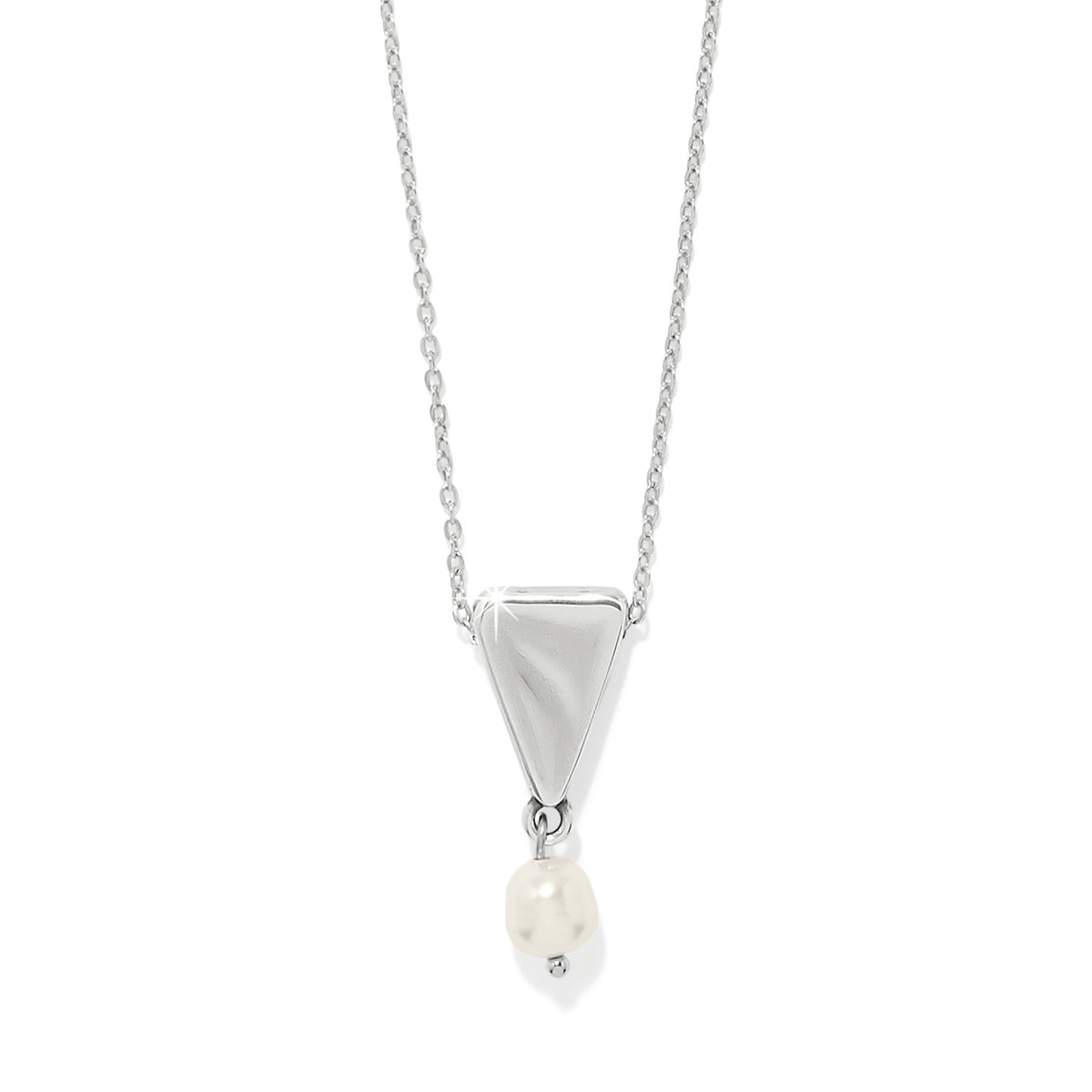Silver-plated Cascade Tresa necklace featuring a pearl drop pendant on an adjustable chain.