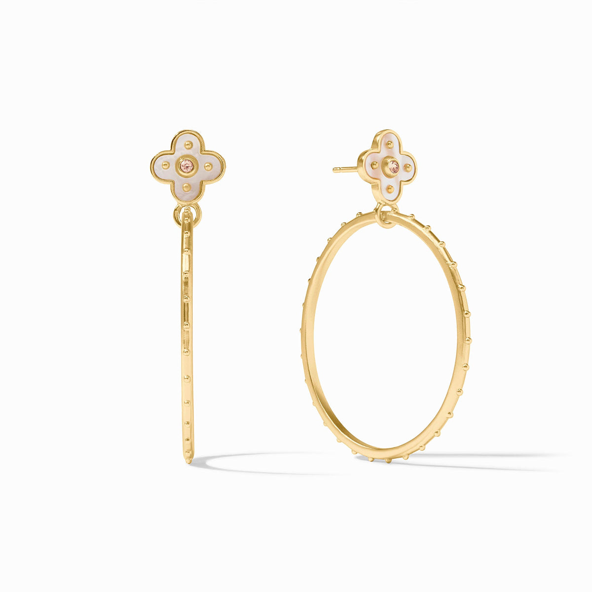 Colette Statement Earring: gold-plated post with mother-of-pearl and cubic zirconia accents