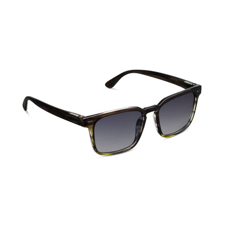 Shasta Bifocal Sun glasses with a square tortoiseshell frame and grey gradient lenses.