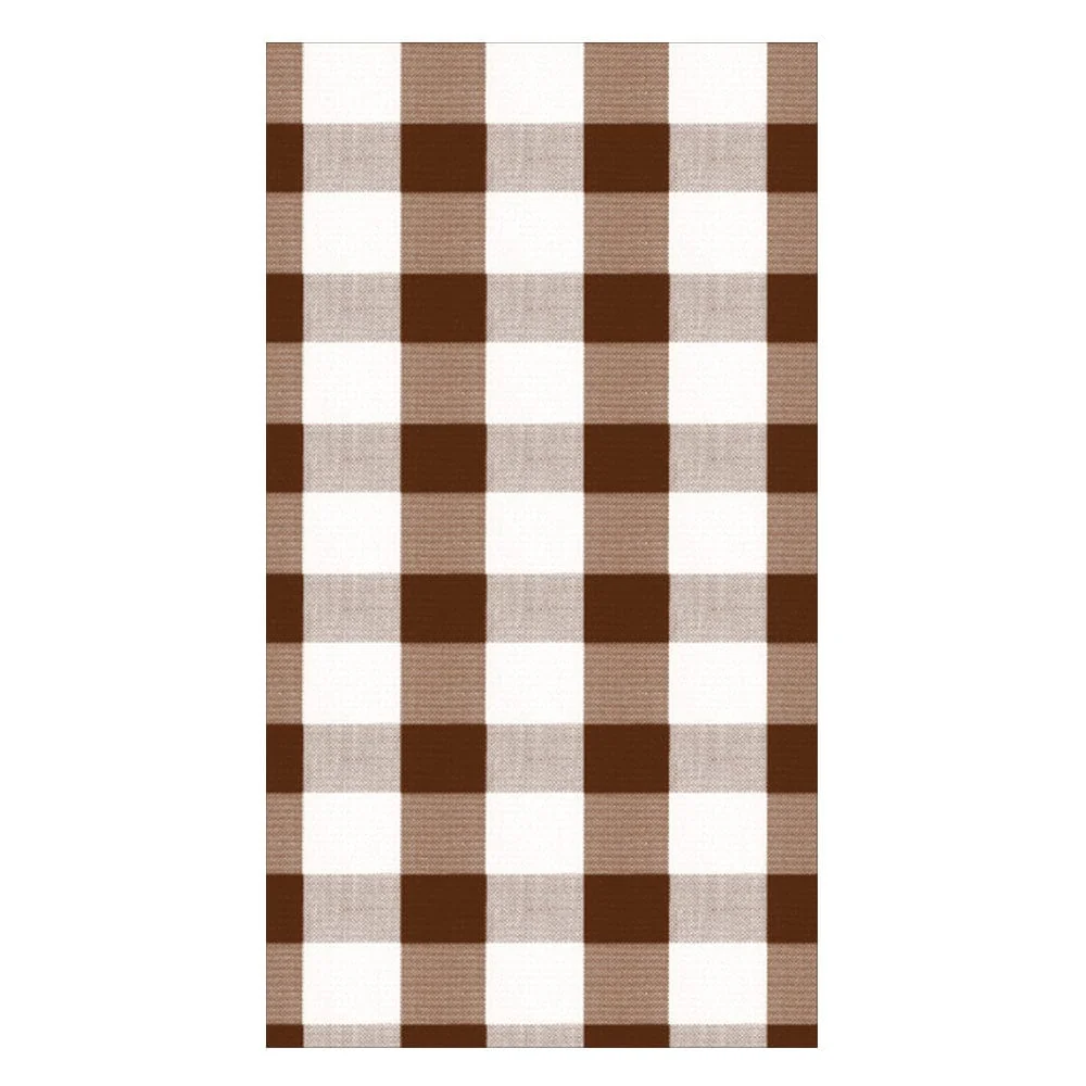 Gingham Brown Guest Towel featuring a classic brown and white checkered pattern.