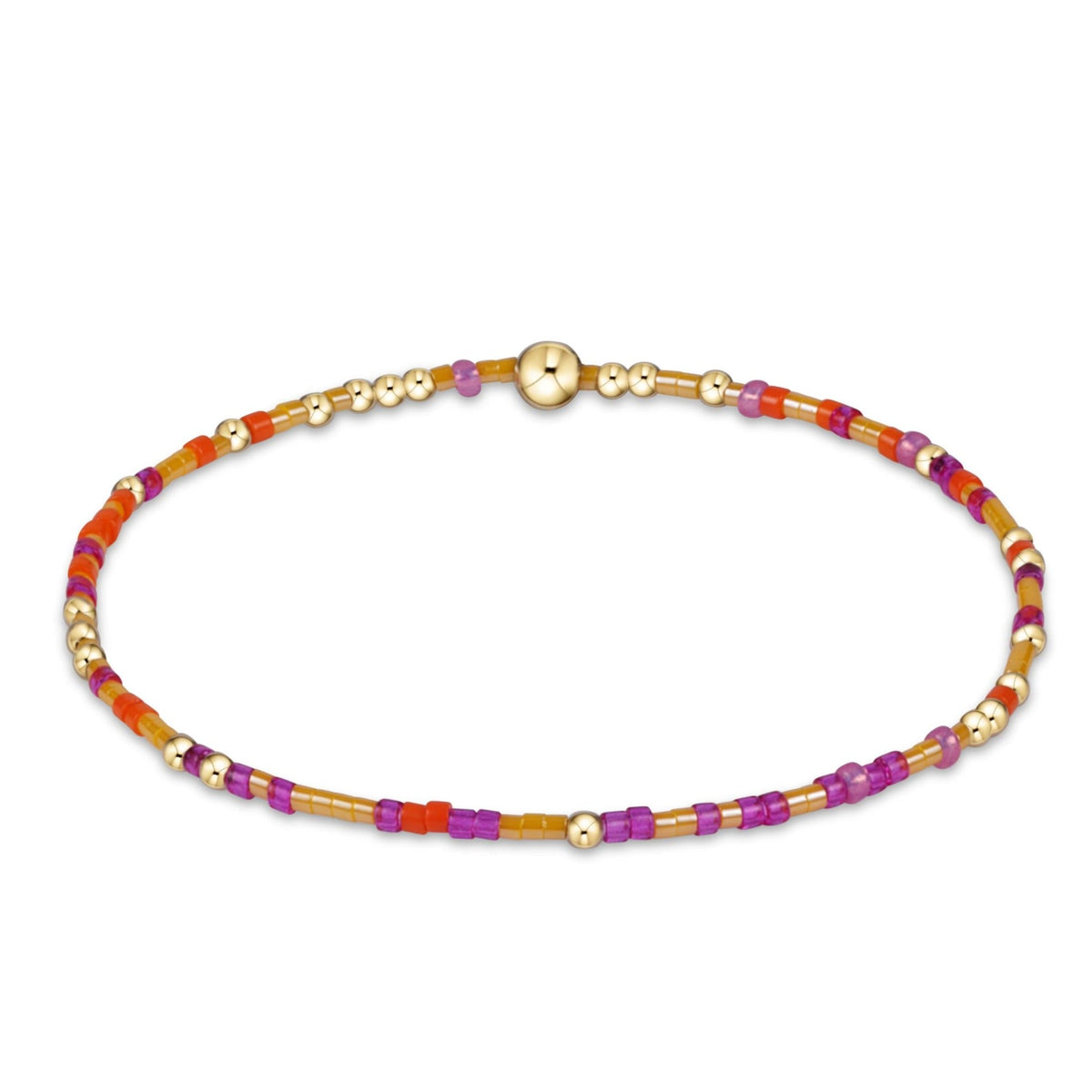 Hand-beaded Hope Unwritten bracelet with mixed seed beads in various colors on elastic cord.