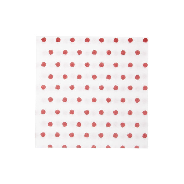 White Papersoft Dinner Napkin featuring a red polka dot pattern.