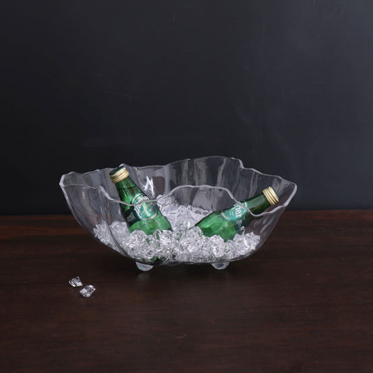 Clear acrylic large deep bowl with a smooth circular rim.
