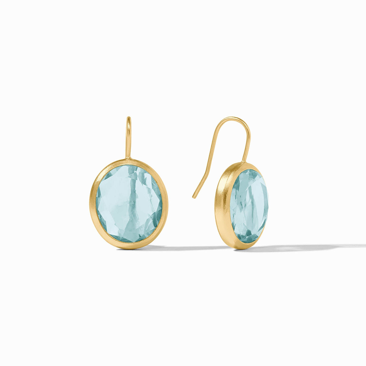Laguna Stone earring with imported glass stone set in 24K gold plate on a French wire.