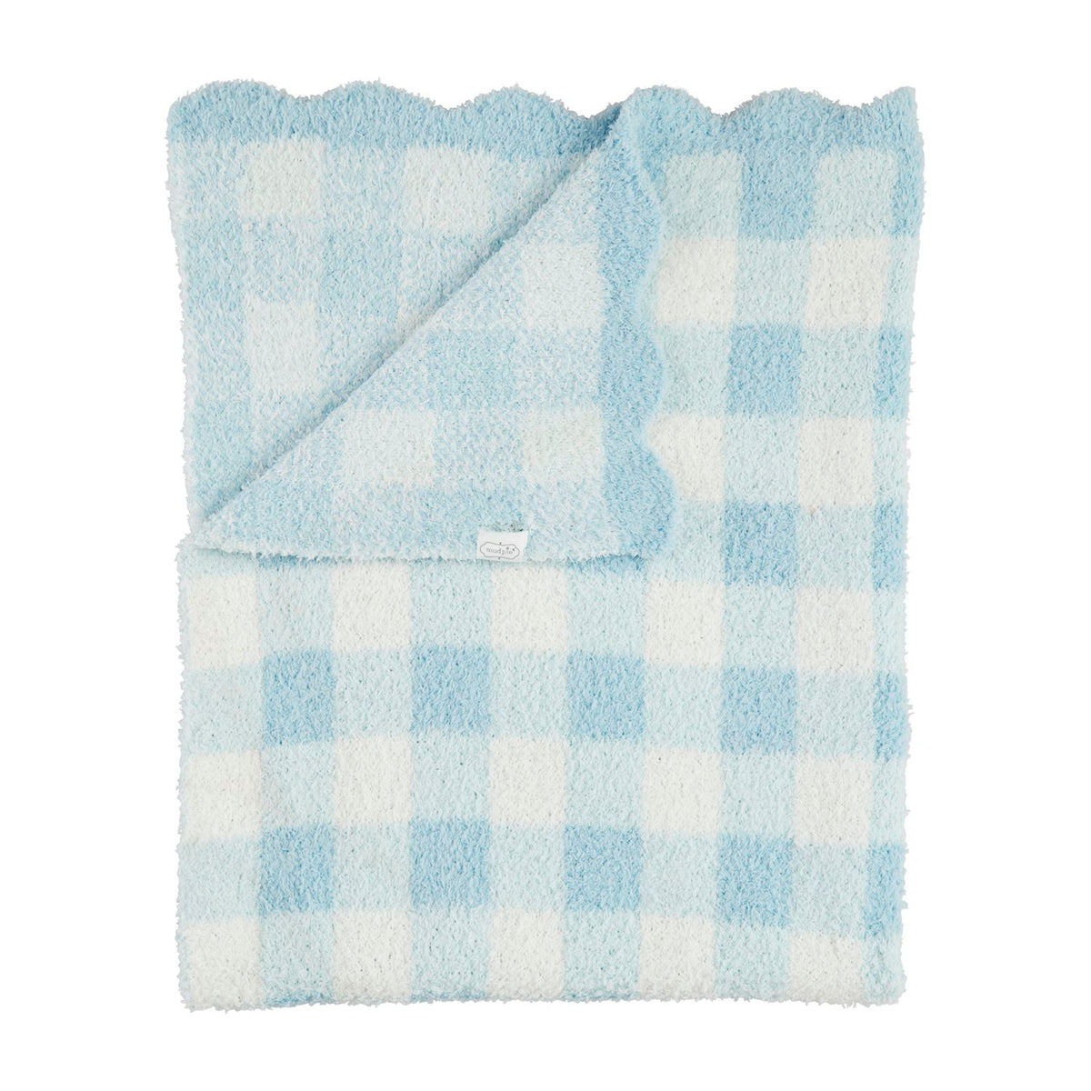 Gingham Chenille blanket in red and white checkered polyester with a soft textured silhouette.