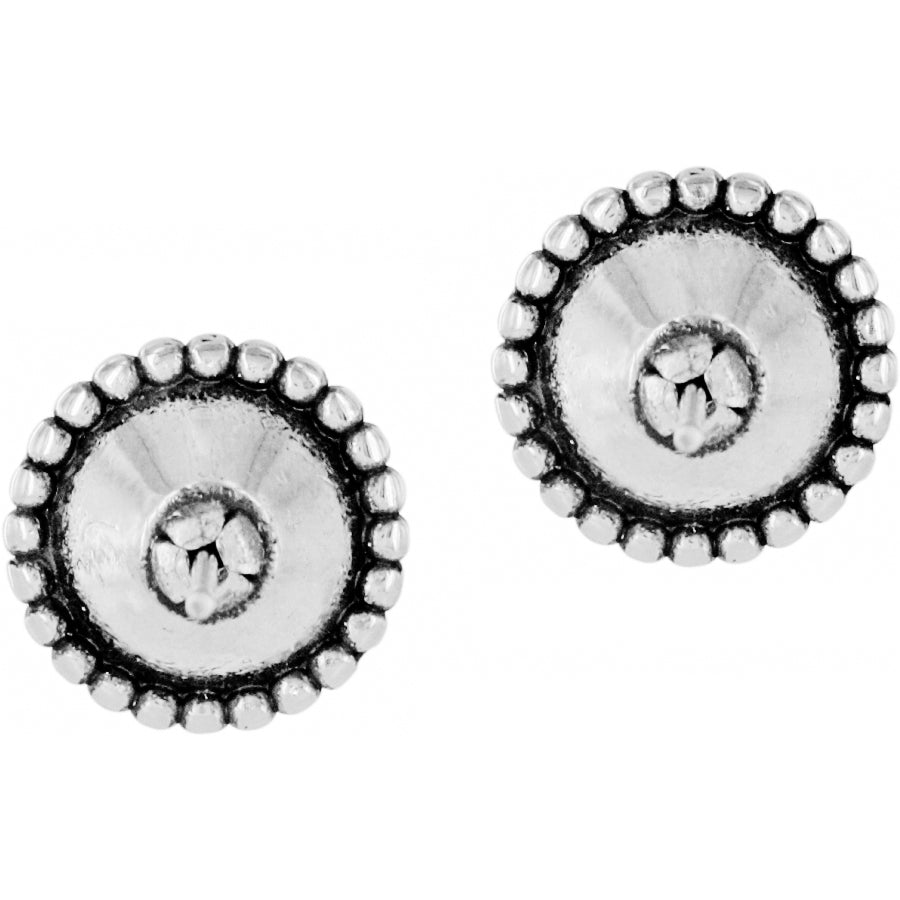 Silver plated post earrings with flat disc backs featuring fine quality crystal drops.