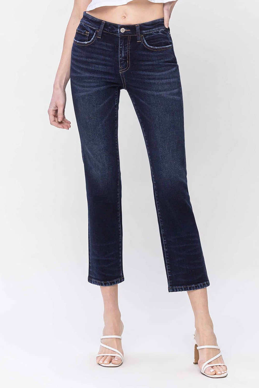 Hailey Mid Rise Slim Straight Jean
