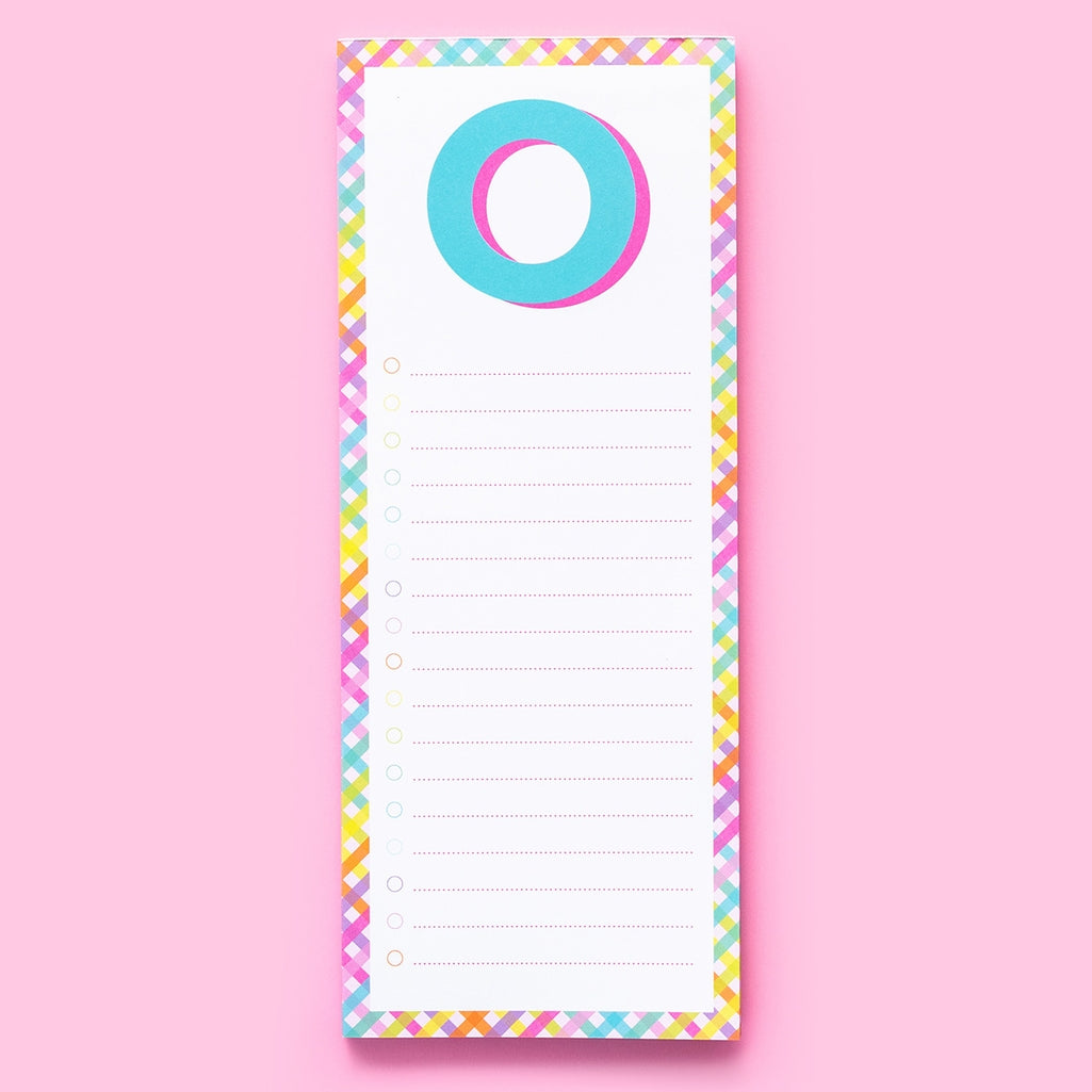 4-inch by 10-inch white lined list pad with magnet on back