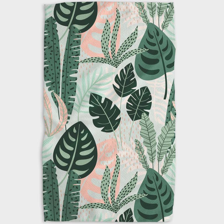Recycled polyester waffle weave tea towel with single-sided print