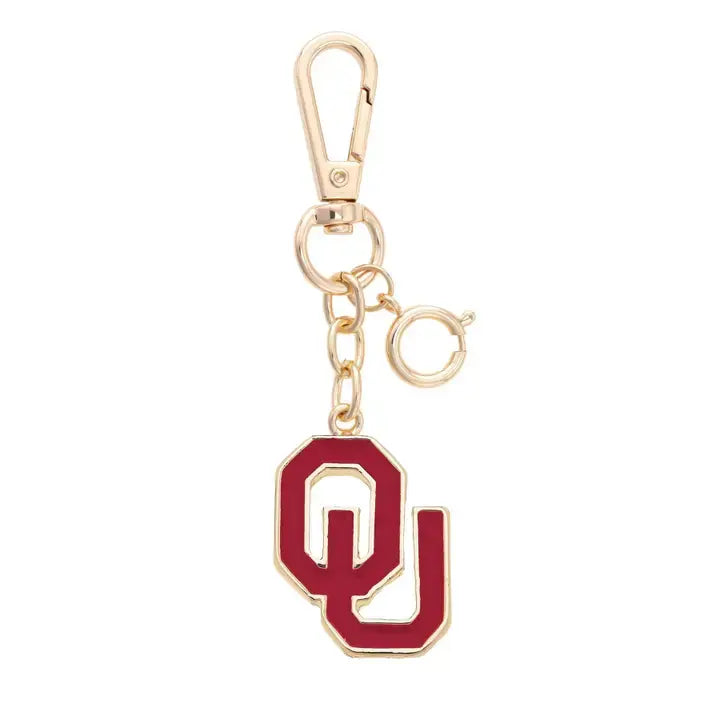 Oklahoma Sooners enamel bag charm with gold-tone hardware