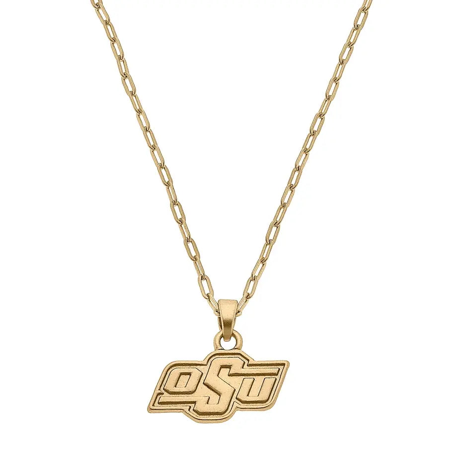 Oklahoma State Cowboys pendant necklace with gold plating on a chain