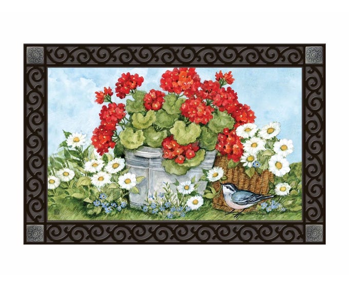 Rectangular recycled rubber doormat tray with non-slip backing.