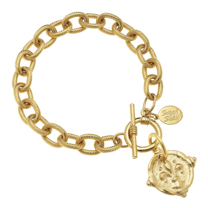 Gold Fleur De Lis Intaglio Bracelet