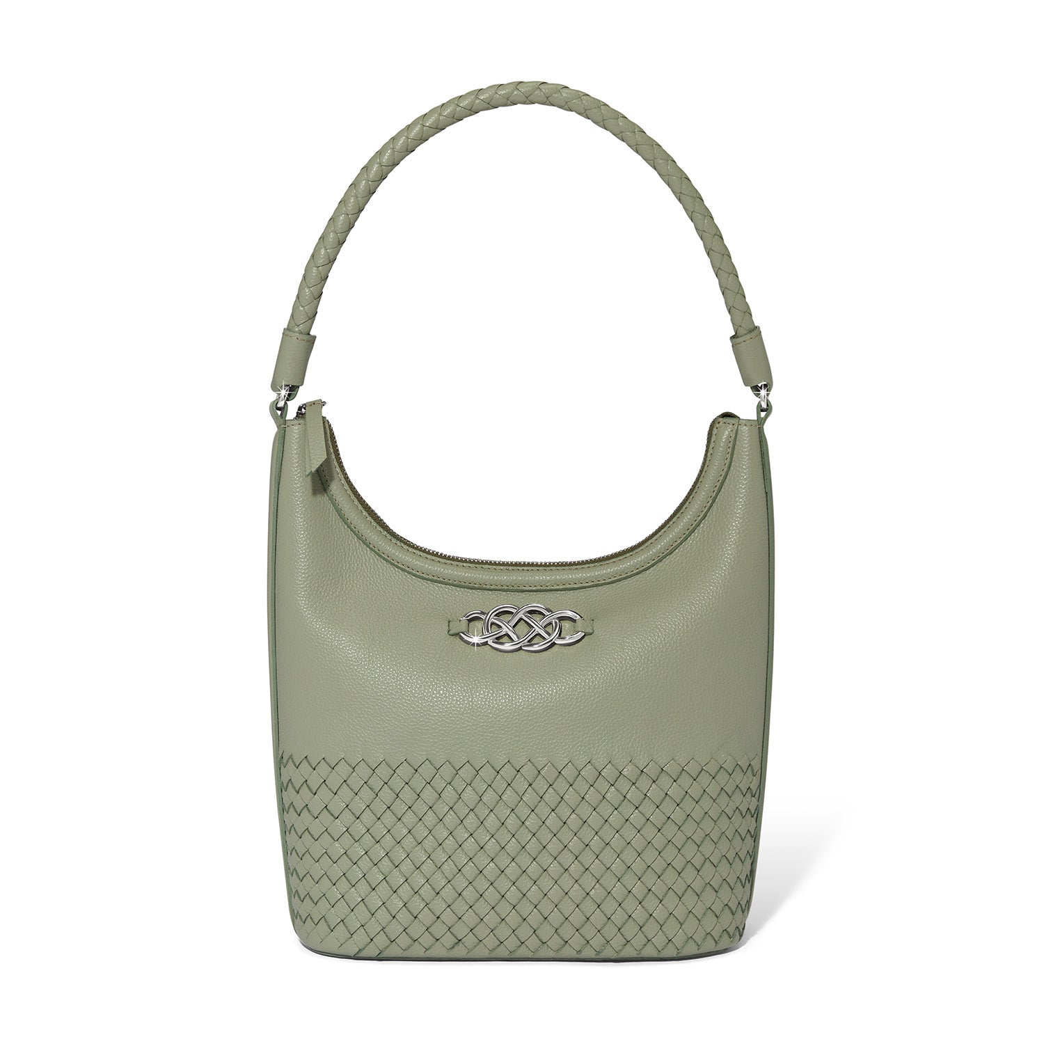 Sage-colored Delmar shoulder bag with structured silhouette.